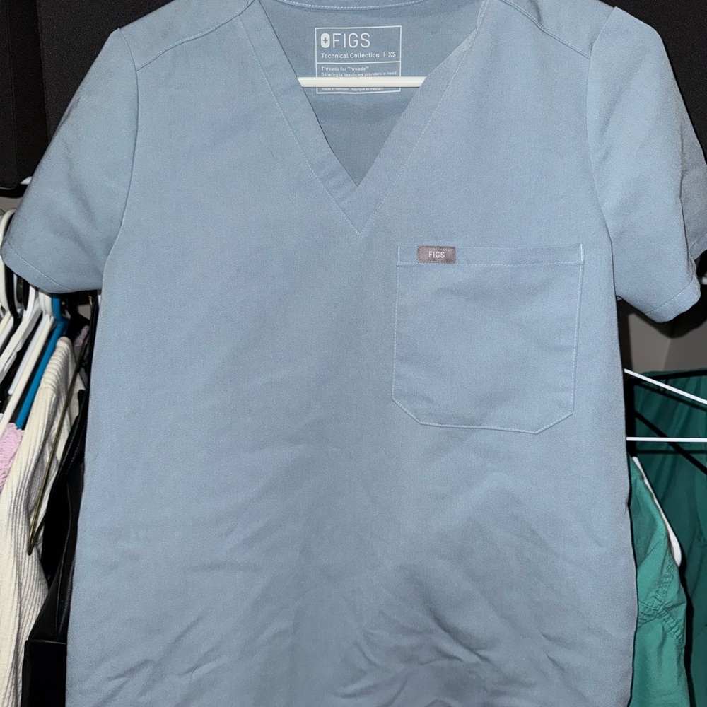 FIGS Light Dusty Blue Scrub Top